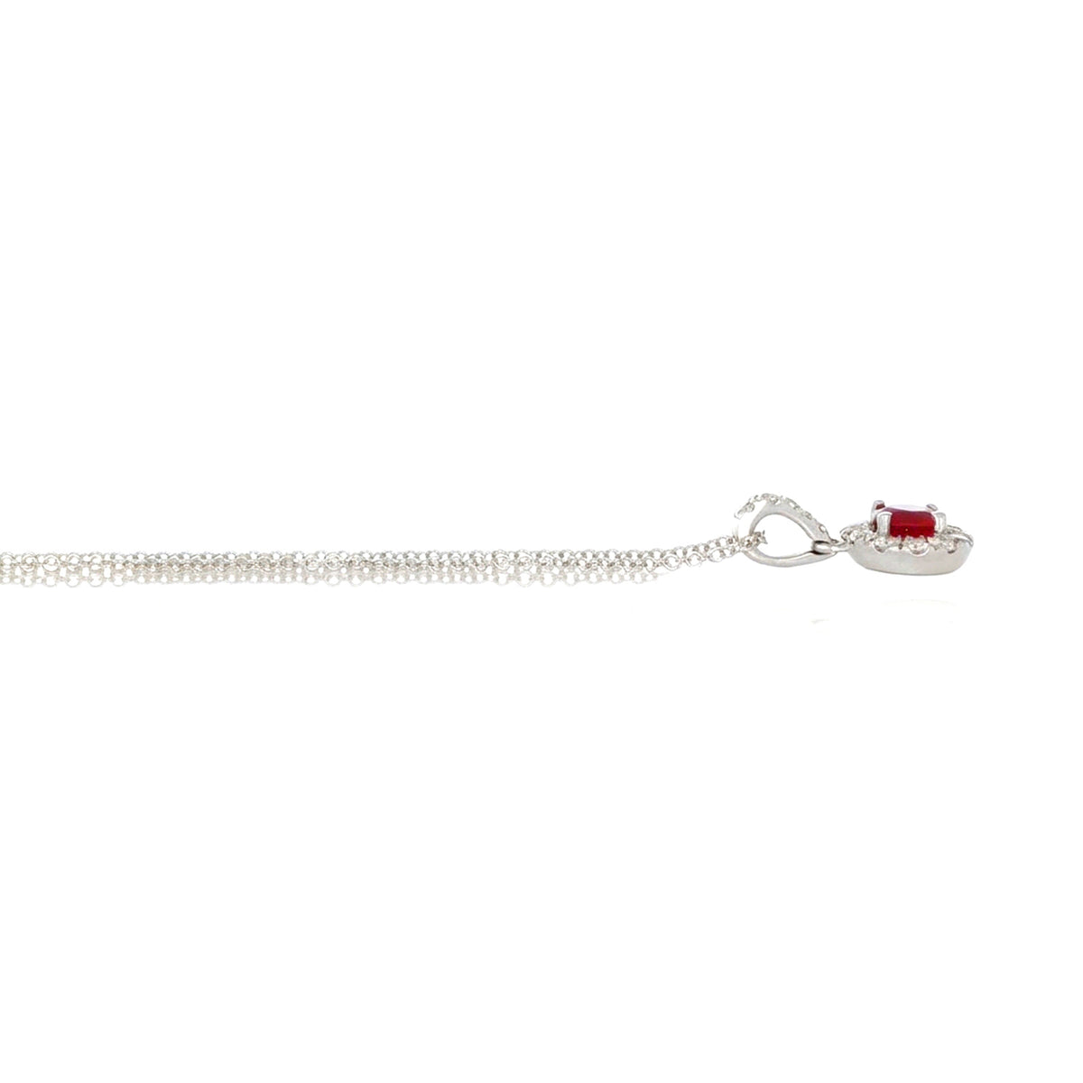 0.60 Carat Burma Pigeon’s Blood Ruby and Diamond Halo Pendant Necklace